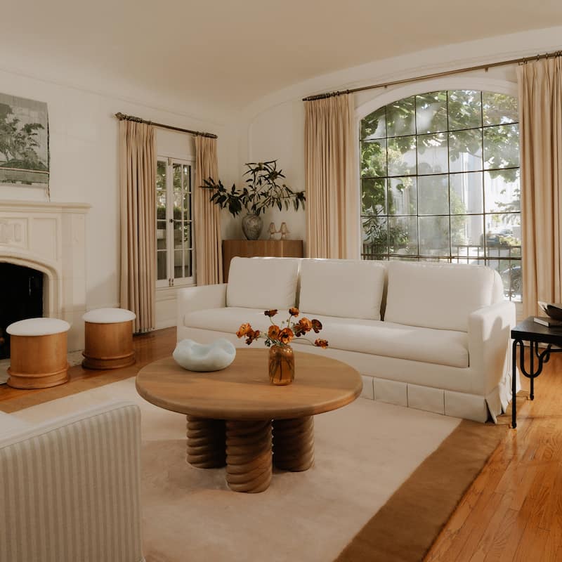 NADAAL STUDIOS Breyson Storage Stool, Mushroom-Inspired Silhouette, Solid Birch Base, Olive