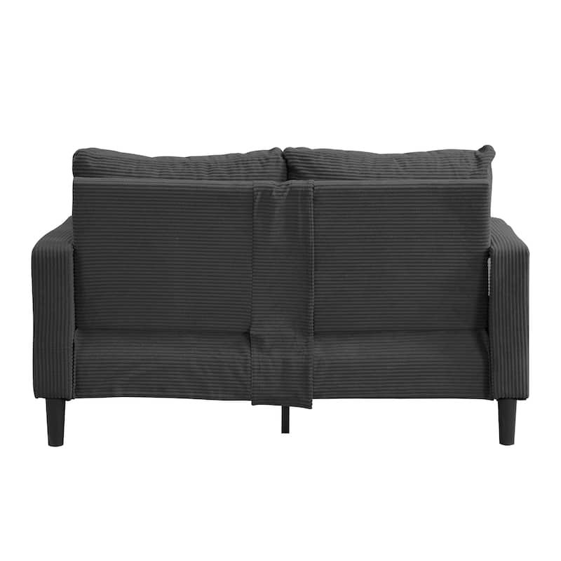57.9" Corduroy Loveseat Sofa with Wooden Frame, High-Resilience Sponge, and Space-Saving Design