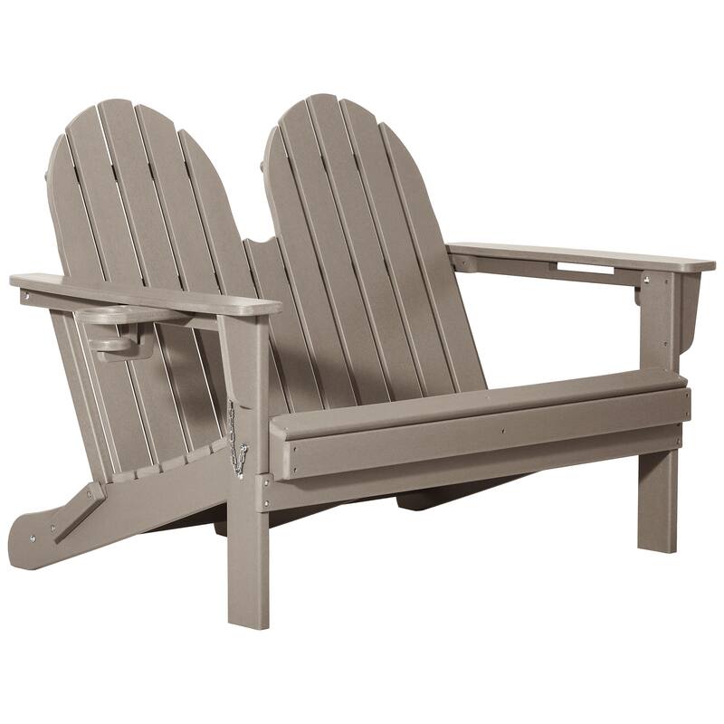 Hanniford Poly Adirondack 49 Inch Folding Bench - Weathered Wood