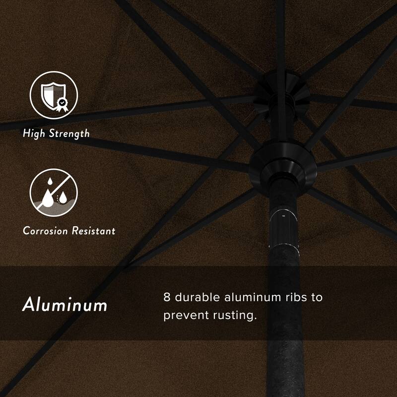 California Umbrella 75' Round Crank Lift Push Button Tilt Black Aluminum Patio Umbrella Sunbrella