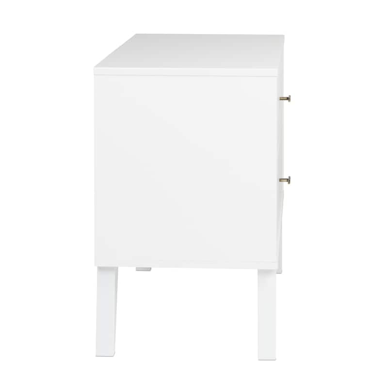 Prepac Milo Mid-Century Modern 2 Drawer Nightstand, Bedside Table, Contemporary Bedroom Furniture