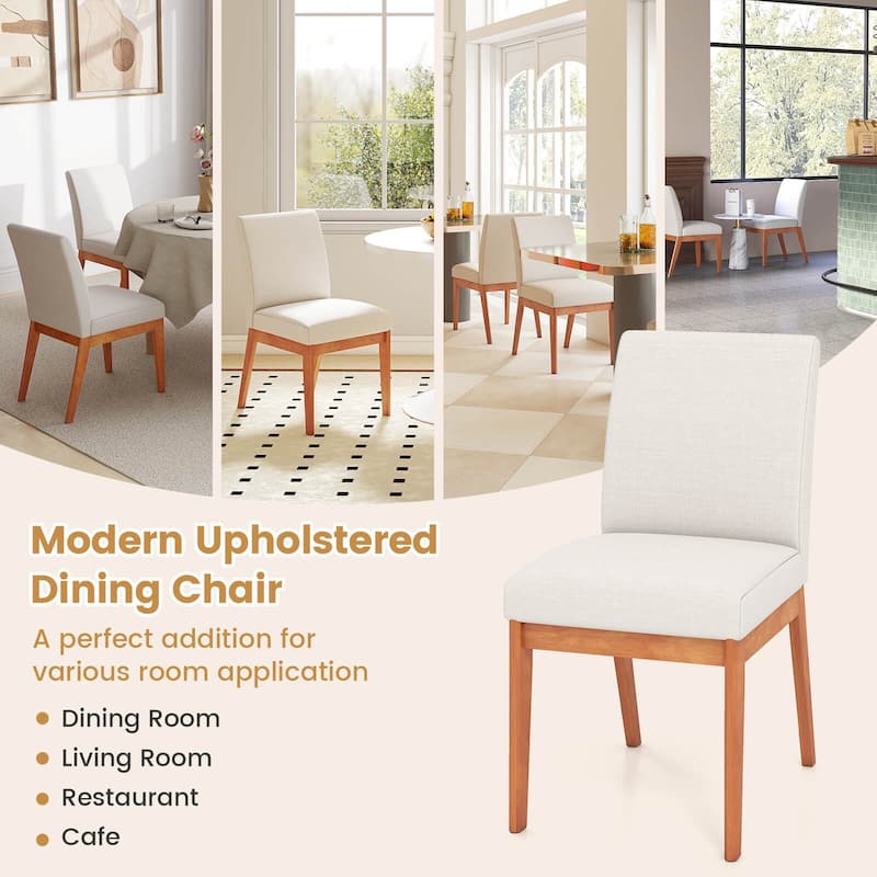 Costway Modern Kitchen Chair Set of 2/4 Dining Chair with Rubber Wood
