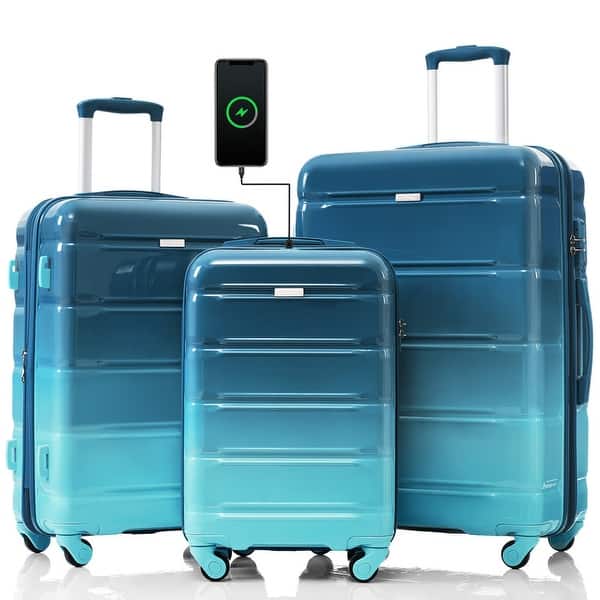 Stylish Gradient Colors Luggage Set of 3, Carry-on Trunk Sets with