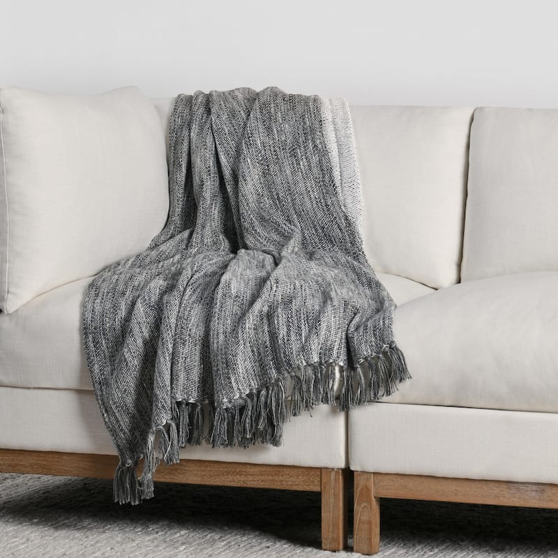 Villa by Classic Home Sharma 100% Cotton Linen 50x70 Throw Blanket - Grey