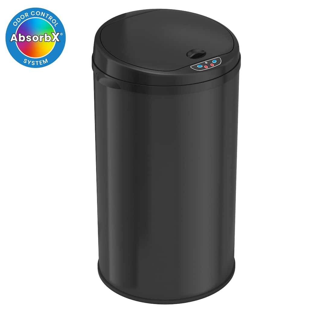 iTouchless 8 Gal Black Stainless Steel Sensor Kitchen Trash Can