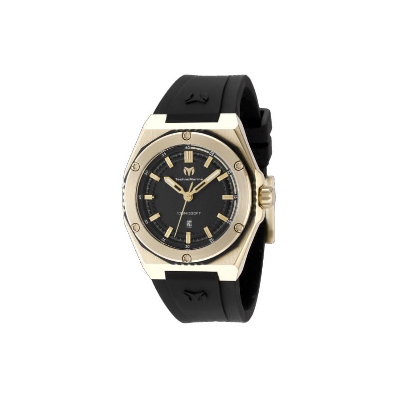 Technomarine Women's TM-416056 CORAL Quartz 3 Hand Black Dial Watch - Gold