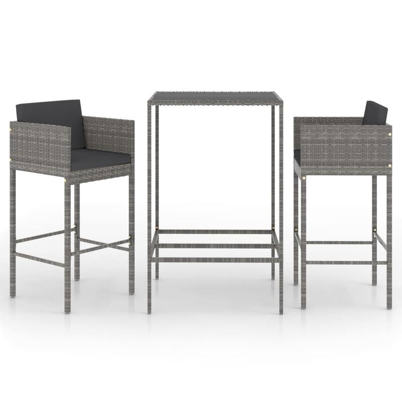 vidaXL Patio Bar Set Outdoor Bistro Set Bar Stool Bistro Table Poly Rattan
