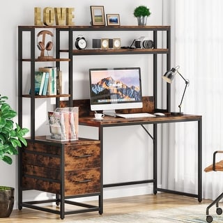 55 inch computer desk shop with shelves