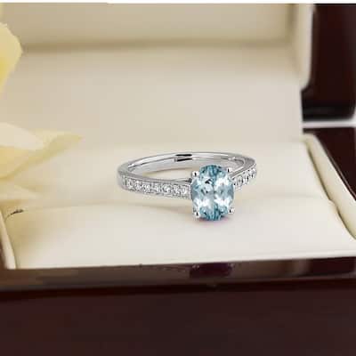 Auriya 3/4ct Fancy Oval Aquamarine and Diamond Engagement Ring 1/4ctw 14k Gold