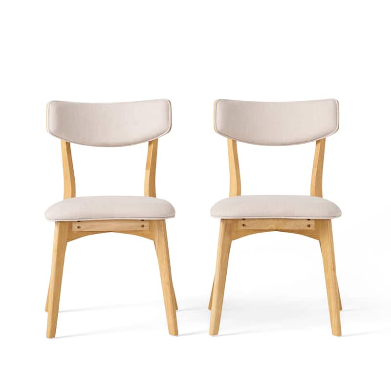 Chazz Mid-Century Modern Upholstered Rubberwood Dining Chairs (Set of 2) by Christopher Knight Home