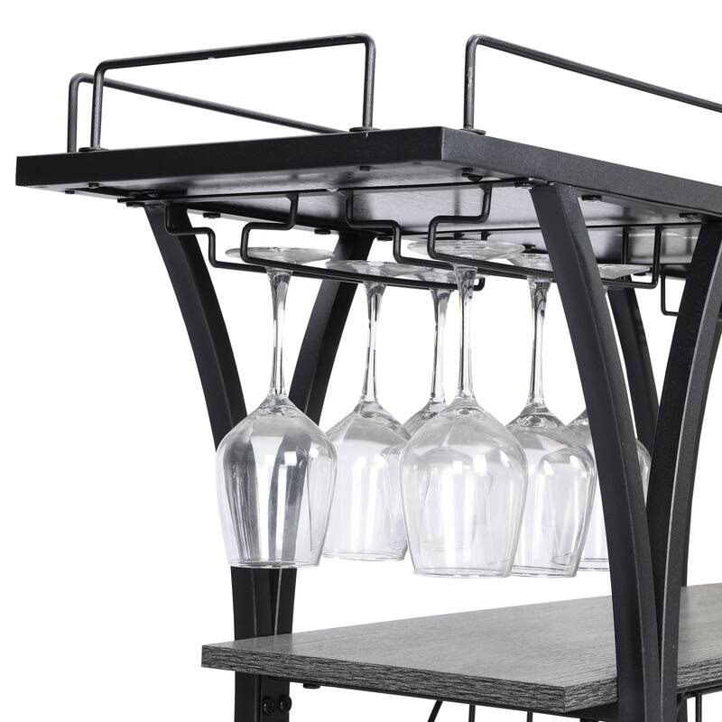Industrial Bar cart Kitchen Bar&Serving cart for Home with Wheels 3 -Tier Storage Shelves
