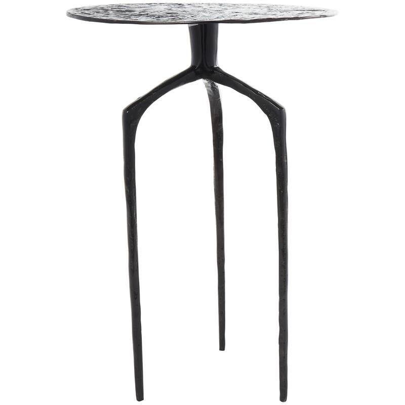 Silver, Gold or Gray Aluminum Metal Slim Textured Geometric Accent Table