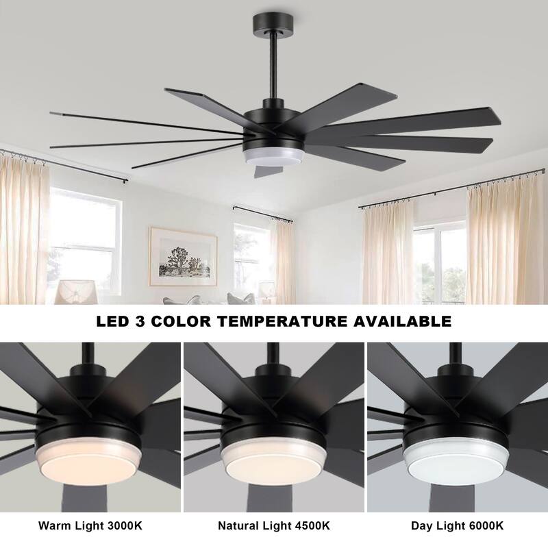WINGBO 65/72 inch DC Motor Indoor Ceiling Fan with Light & Remote...