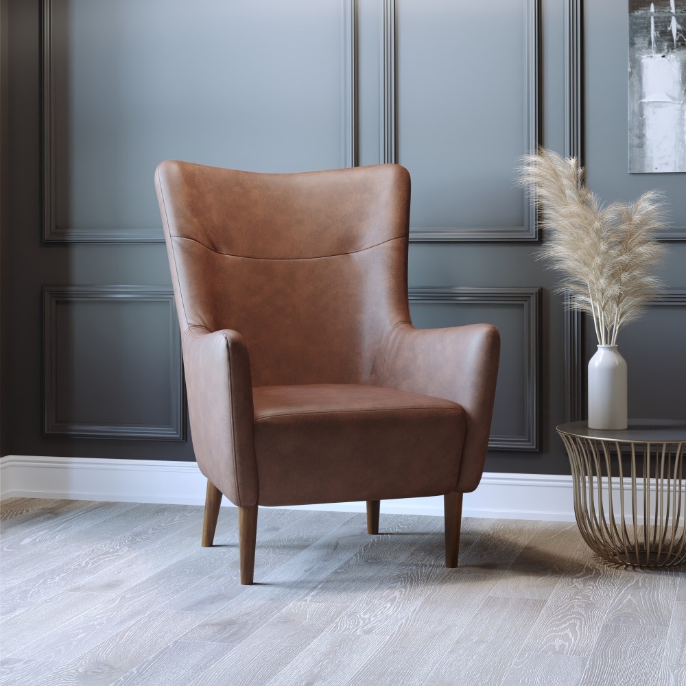 Commercial Upholstered Wingback Accent Chair with Wooden Frame and Legs - 33.25"D x 29.75"W x 41.25"H