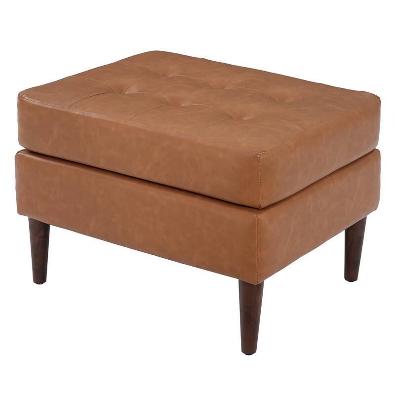 Christopher Knight Home- Modern Mid-Century Upholstered Tufted Ottoman with Solid Wood Legs & Versatile Use