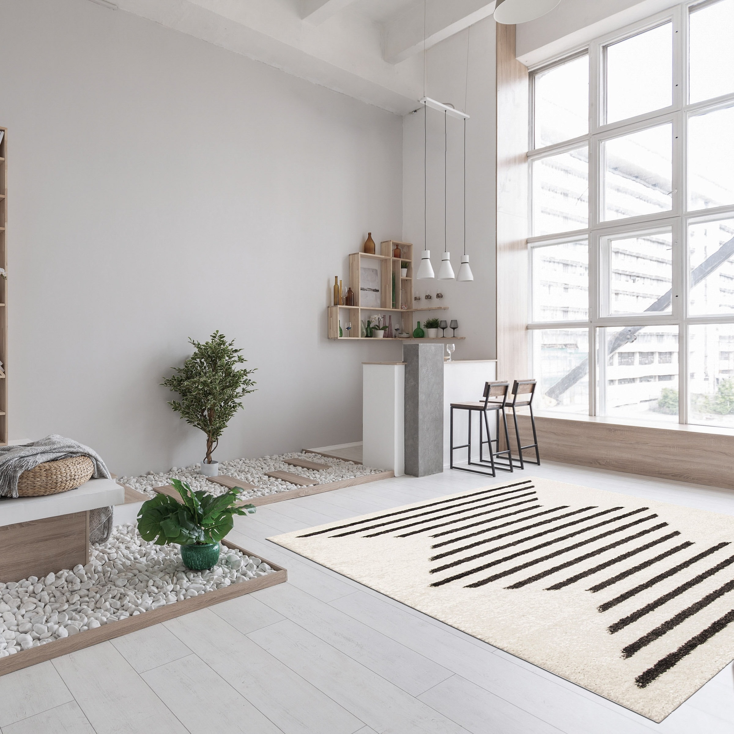 Fluffy Bedroom Carpet 3'11 x 6'0 Grey ECARPETGALLERY Modern Shag Area Rug for Living Room 