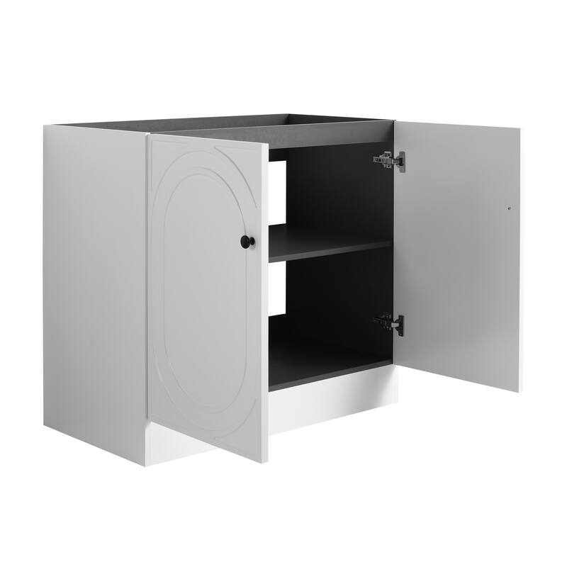 Modern 36 Inch Freestanding Bathroom Vanity Base without Sink, Storage Cabinet with Soft-Close Doors and Adjustable Shelves