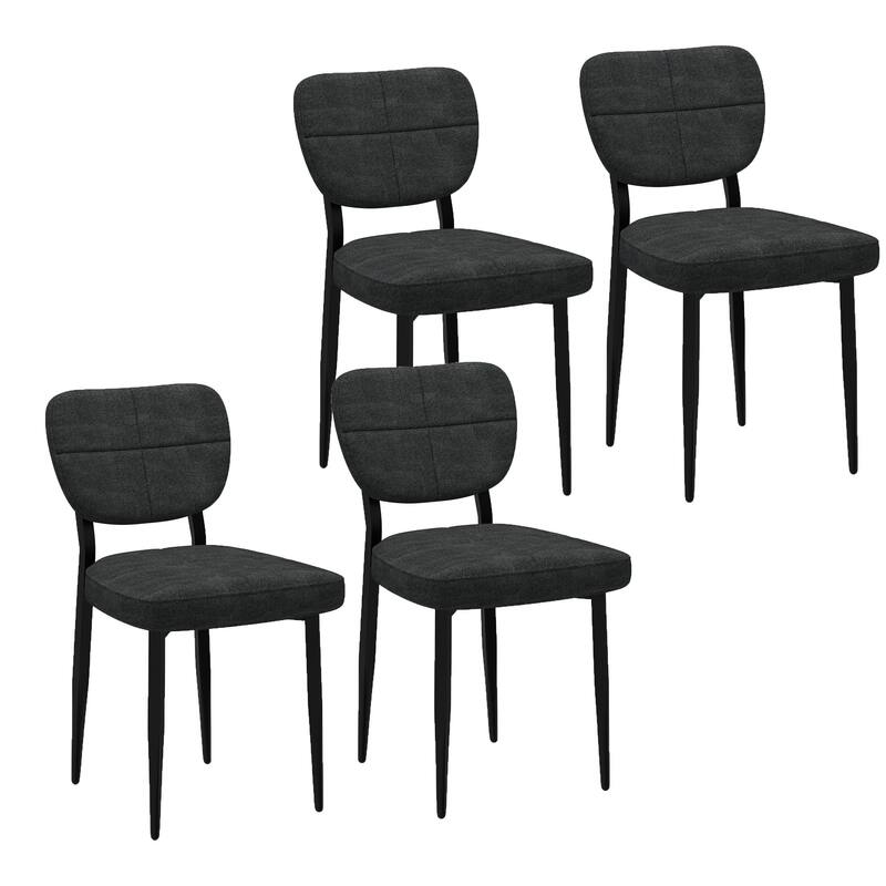 Modern Fabric and Metal Dining Chair, Set of 4