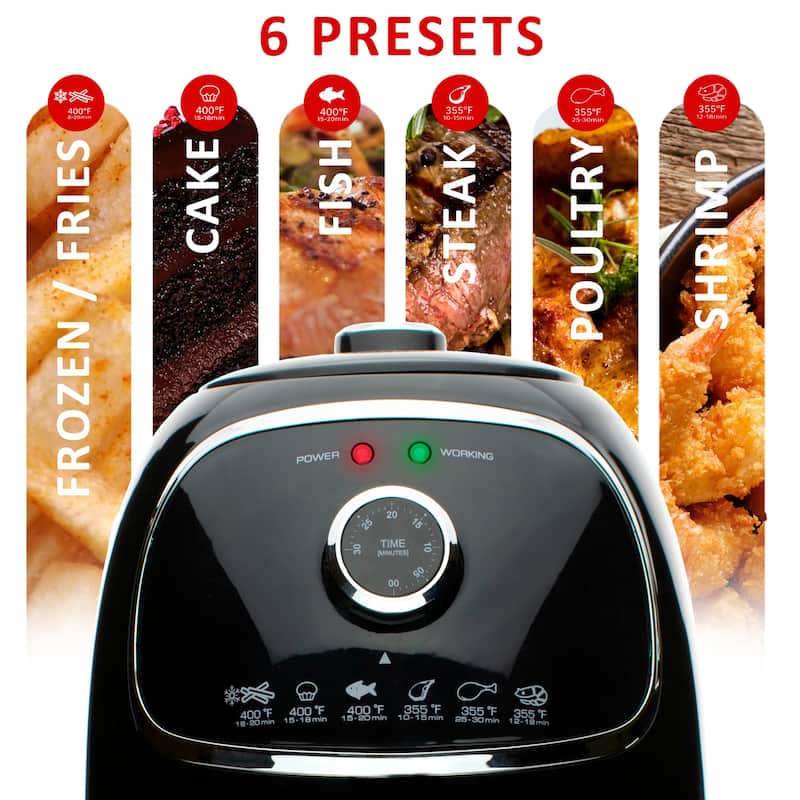 Brentwood 2 Quart Small Electric Air Fryer Black
