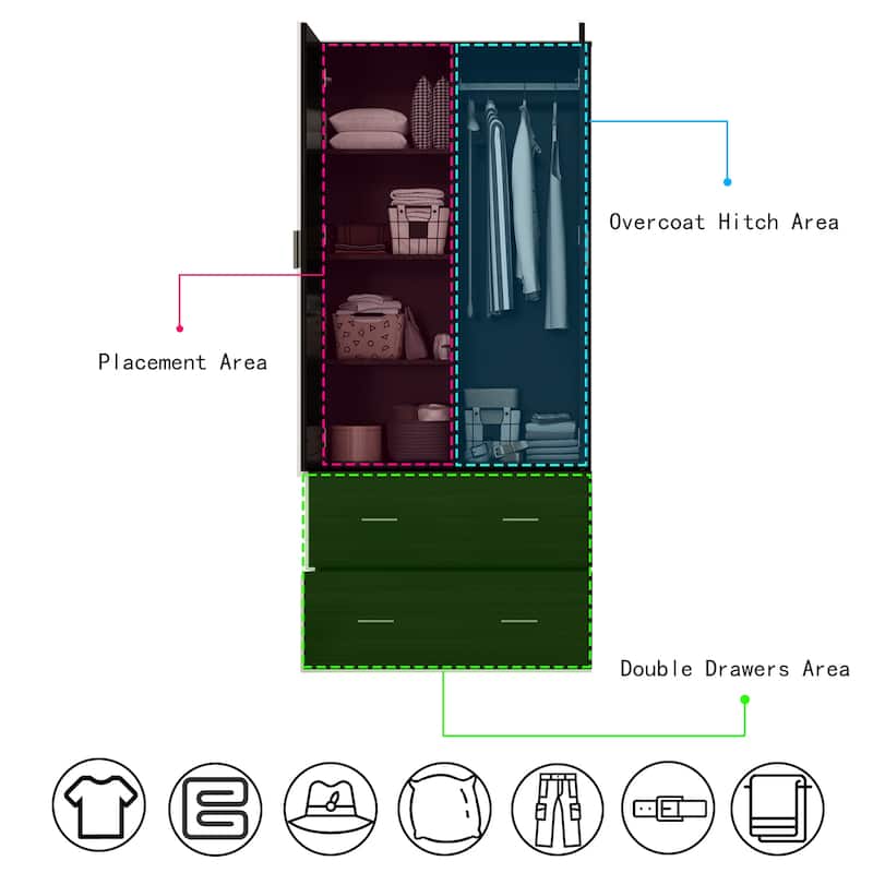 Timechee Armoire Wardrobes With Mirror And Hanging
