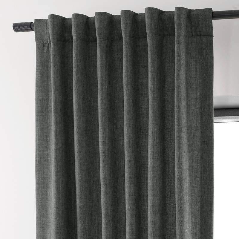 Exclusive Fabrics Italian Faux Linen Room Darkening Curtains (1 Panel) - Sophisticated Drapery for Versatile Décor