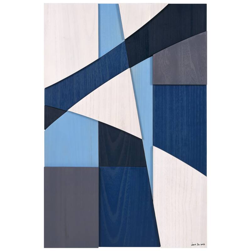 Empire Art Direct Whispers of Blues Hand Made & Hand Finished Solid Wood Abstracts Wall Art
