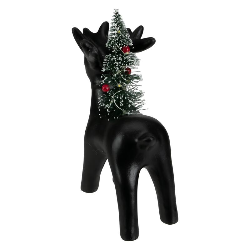 7.5" LED Ceramic Reindeer with Christmas Tree, Warm White Lights