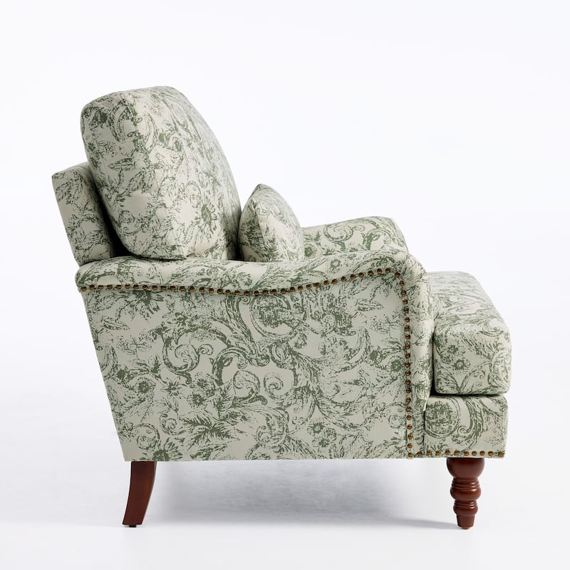 Mid Century Chenille Upholstered Accent Chair with Nailhead Trim