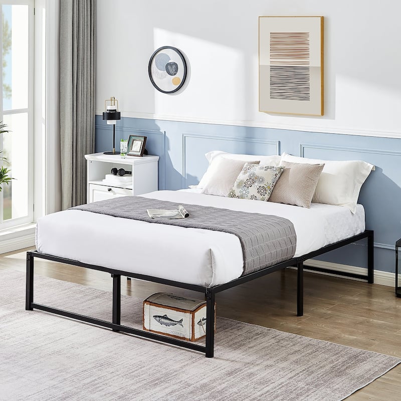 VECELO 14/16/18 inch Metal Platform Bed Frames Steel Slat,Mattress Foundation with Steel Slat Support/No Box Spring Needed
