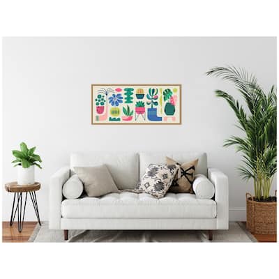 Kate and Laurel Sylvie Retro Bright Floral and Succulent Panel Framed Canvas by Rachel Lee