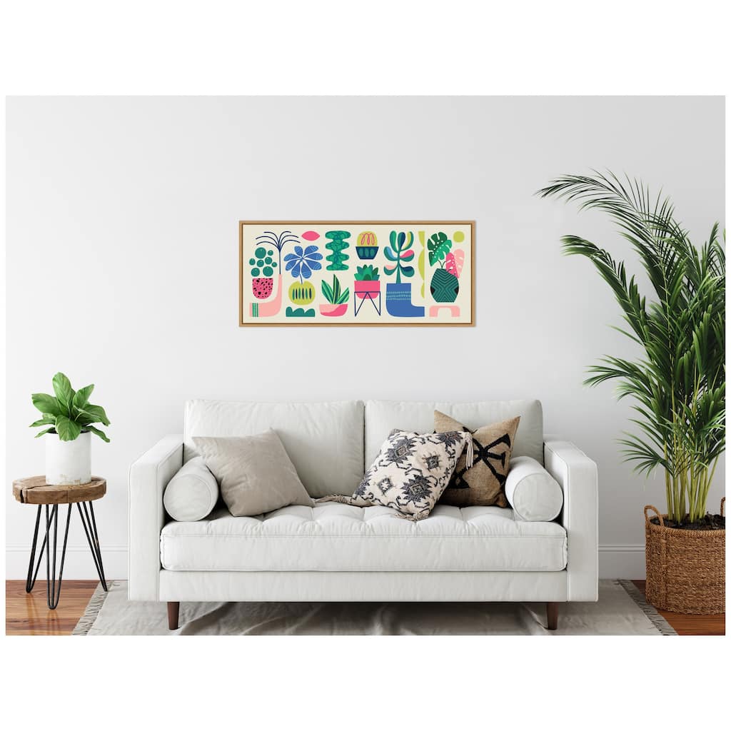 Kate and Laurel Sylvie Retro Bright Floral and Succulent Panel Framed Canvas by Rachel Lee