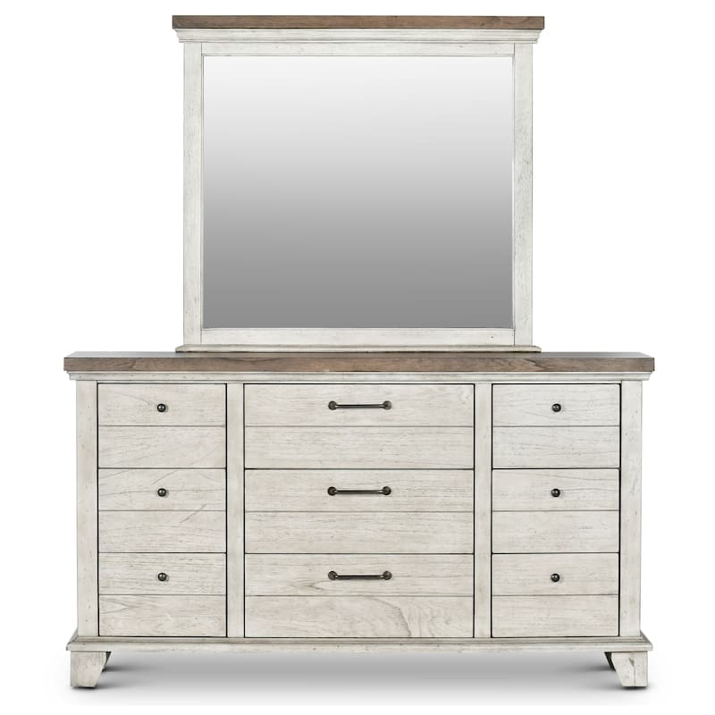 Steve Silver Overlook Two-tone Dresser and Mirror - Rustic Ivory and Honey