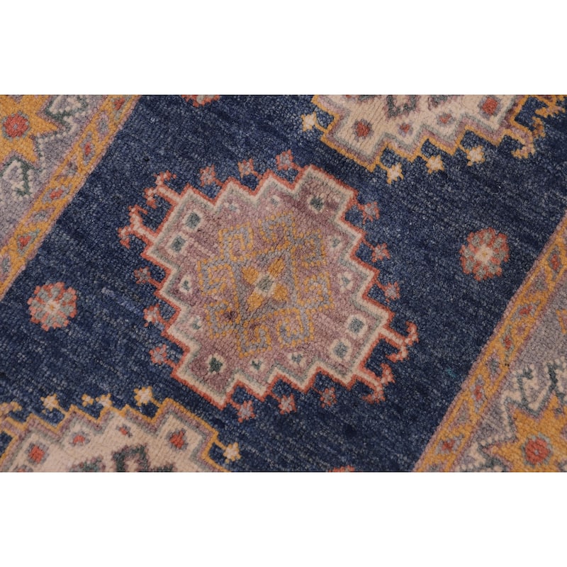 Tribal Kazak Paxton Blue/Gray Wool Rug - 2'0'' x 3'0''