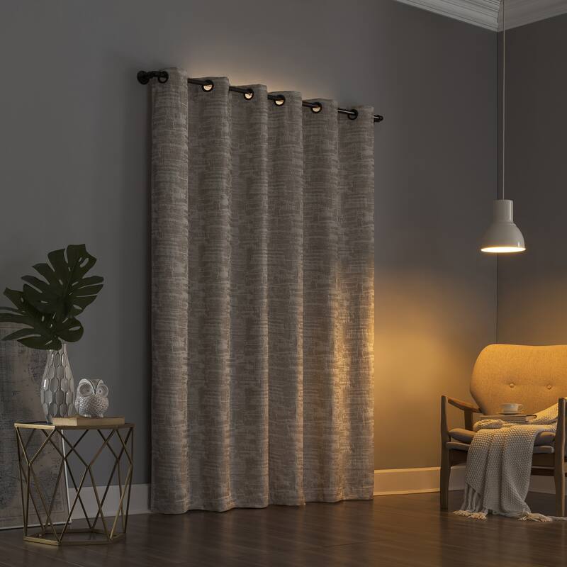 Sun Zero Parrish Distressed Grid Thermal Extreme Total Blackout Grommet 1-Piece Curtain Panel, Single Panel