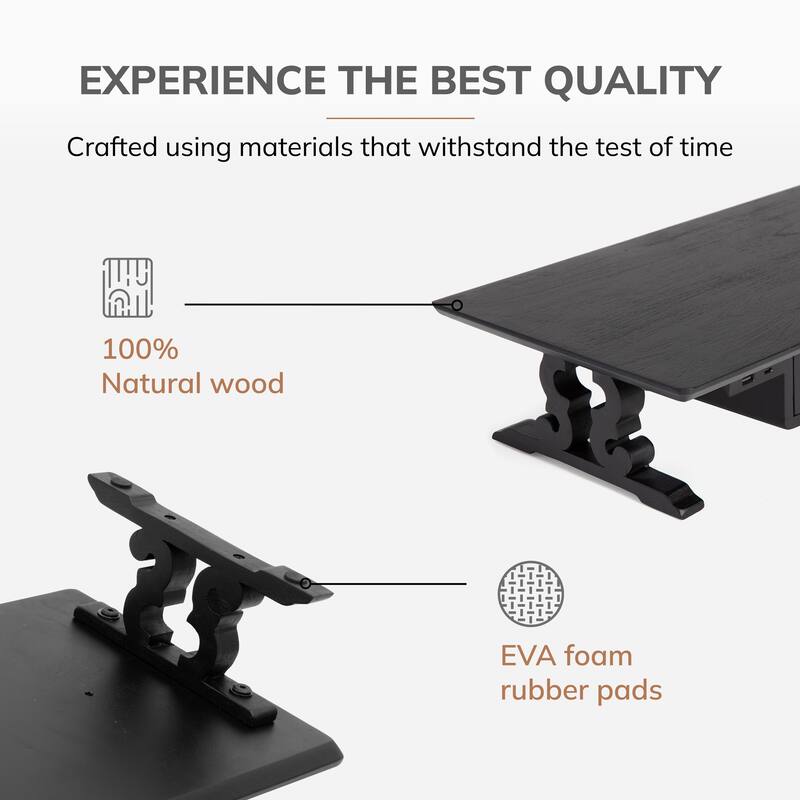 Jani Wood Monitor Stand Riser Desk - Ergonomic Design Stand, Desktop Organizer Table for Home, Office Workspace, Gaming Desk