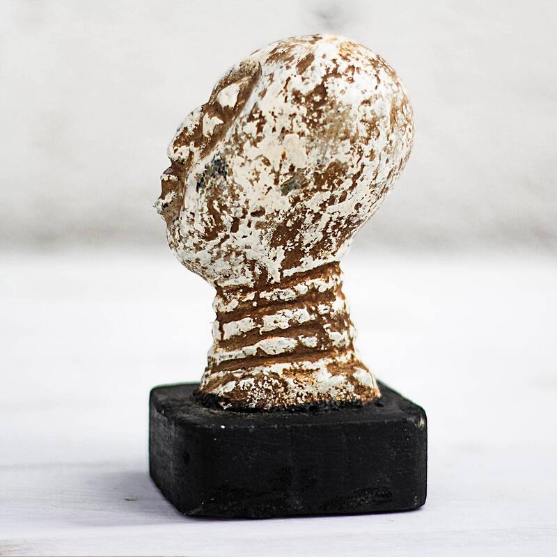 Novica Handmade Jolly Head Ceramic Sculpture