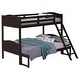 preview thumbnail 19 of 25, Elegant Twin over Full Bunk Bed with Camelback Headboard, Angled Ladder, Guardrails & Mission-Style Design