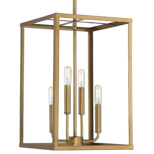 slide 2 of 6, Meridian M30008 4 Light 12" Wide Pendant Natural Brass
