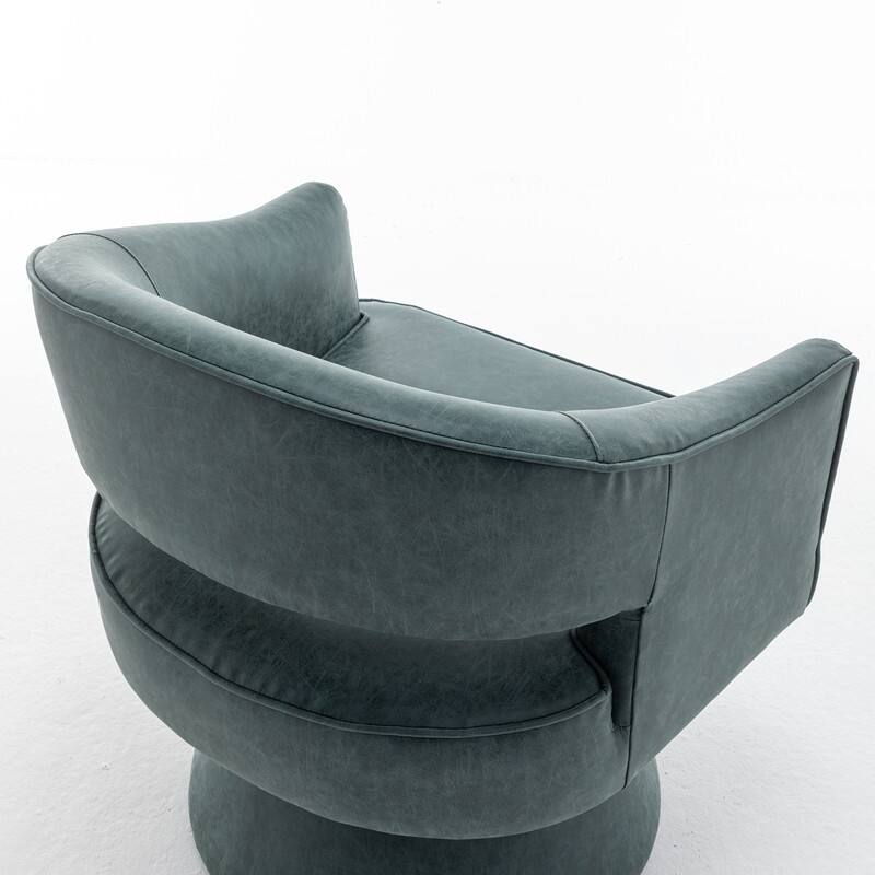 SEYNAR Modern PU Leather 360 Degree Swivel Accent Barrel Chair Set of 2
