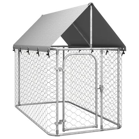 vidaXL Outdoor Dog Kennel Dog Pen Pet Crate Kennel Playpen House with Roof