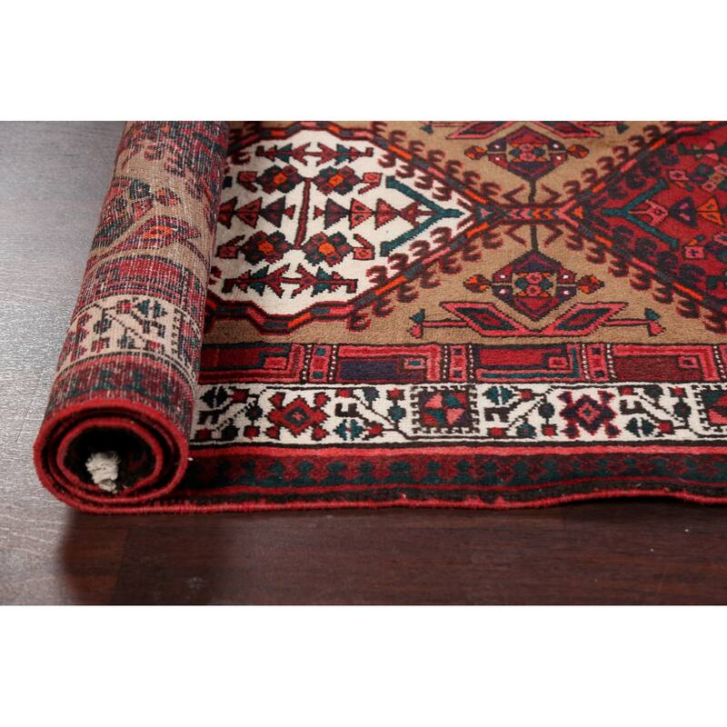 Vintage Vegetable Dye Ardebil Persian Wool Runner Rug Hand-knotted - 3'6" x 11'1"