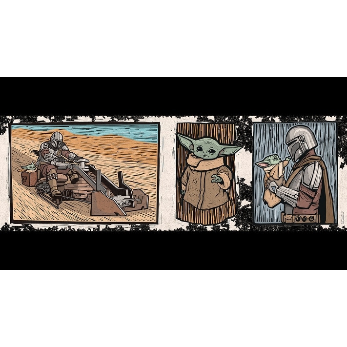 RoomMates Star Wars The Mandalorian and Grogu Linocut Black Border Decal