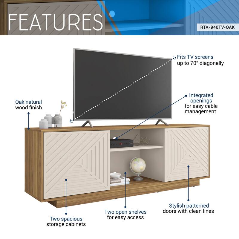 Modern TV Stand for TVs Up to 70" - White