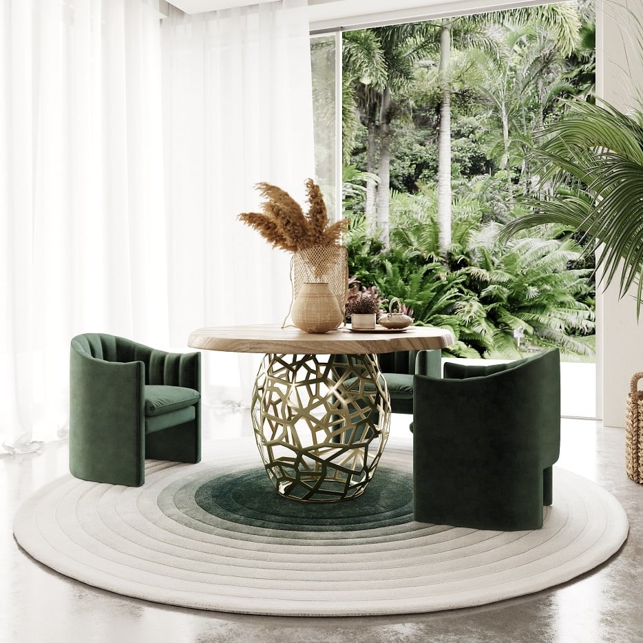 Modrest Taylor Round 47" Live Edge Dining Table - Beige