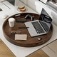 preview thumbnail 31 of 68, KINWELL Round Black Walnut Wood Serving Tray Ottoman Tray with Handles