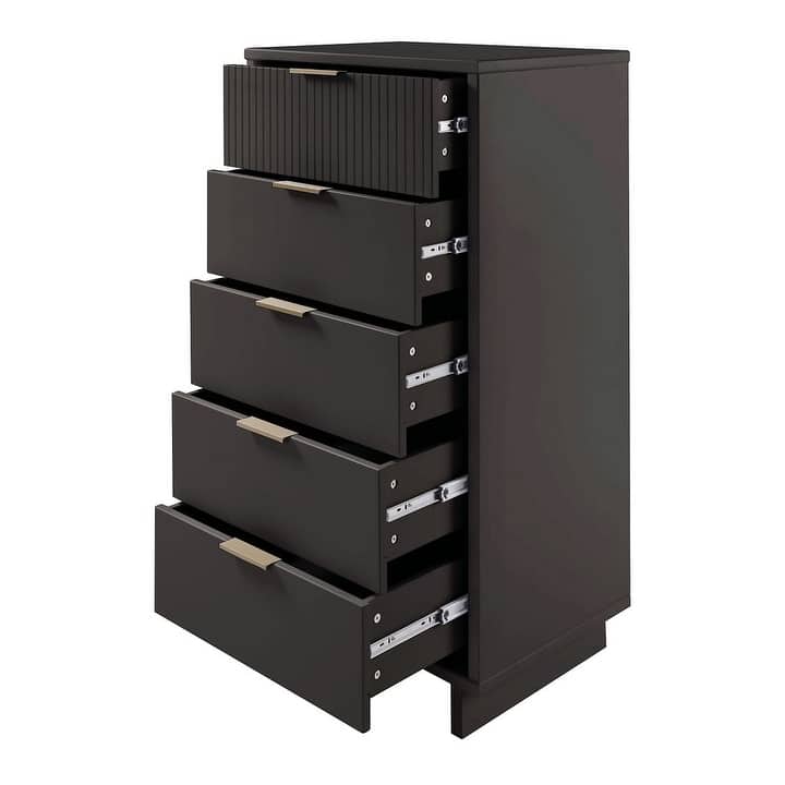 Manhattan Comfort Granville Tall 23.62" Modern Narrow 5 Drawer Dresser
