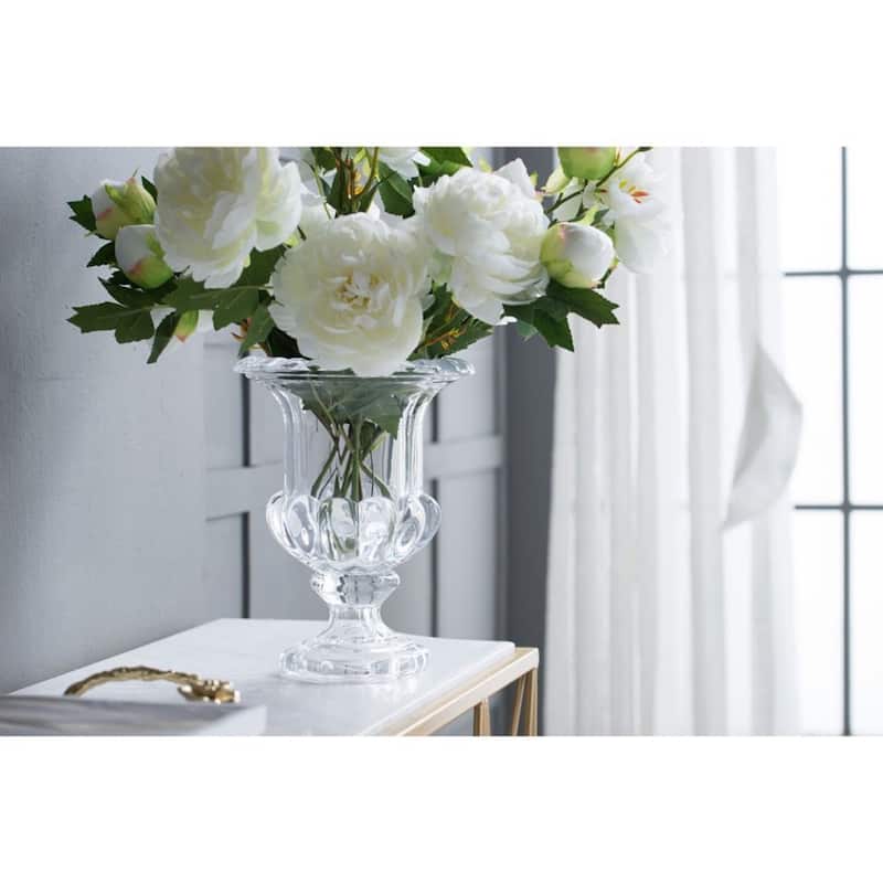 Large Omari Crystal Glass Urn Vase - 10.25" - Clear