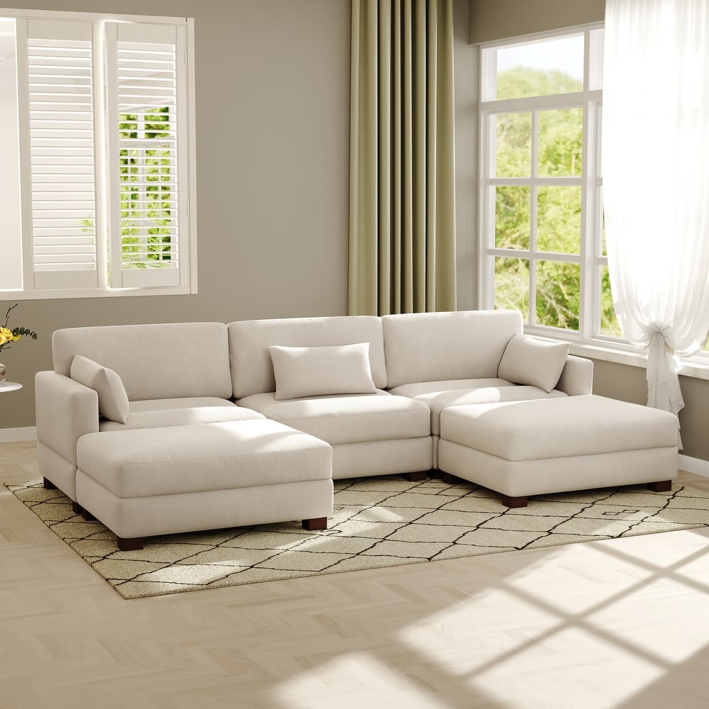 Modern U-shaped Modular Corduroy Sectional Sofa