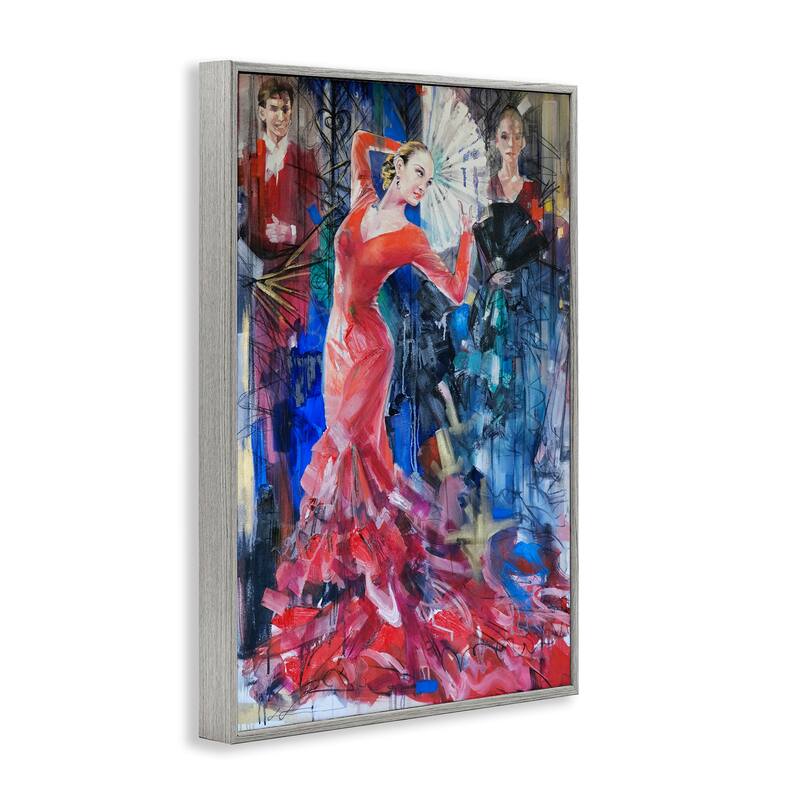 Stupell Bold Dancer with Fan Framed Giclee Art Design By Lucille Lee