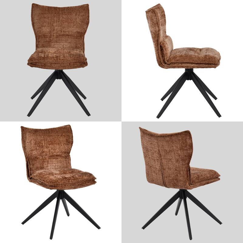 Modern Upholstered Swivel Dining Chairs Accent Side Chairs with Metal Legs